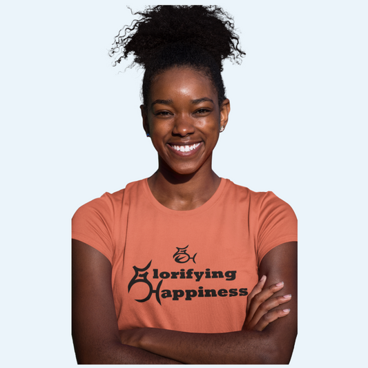 Glorifying Happiness Black Design T-shirt